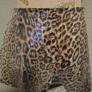 Leopard Print Sequin Skirt